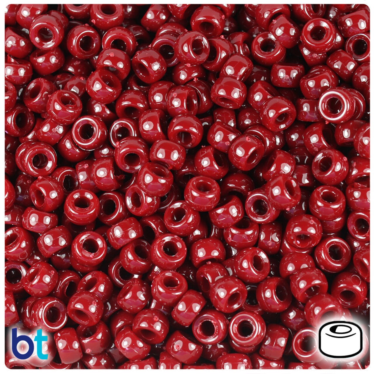 BeadTin Maroon Opaque 6.5mm Mini Barrel Plastic Pony Beads (1000pcs)